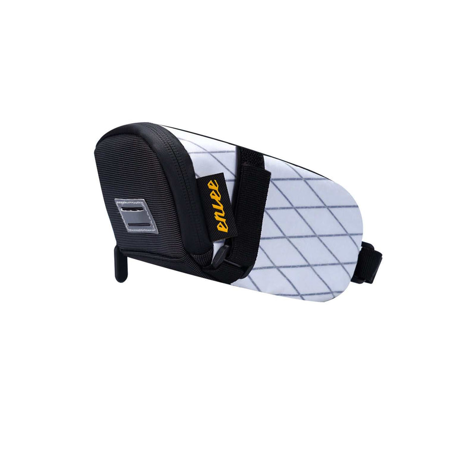 White And Black Water-Resistant Bicycle Saddle Bag - 1.3L Reflective Seat Pack for Road & Mountain Bikes