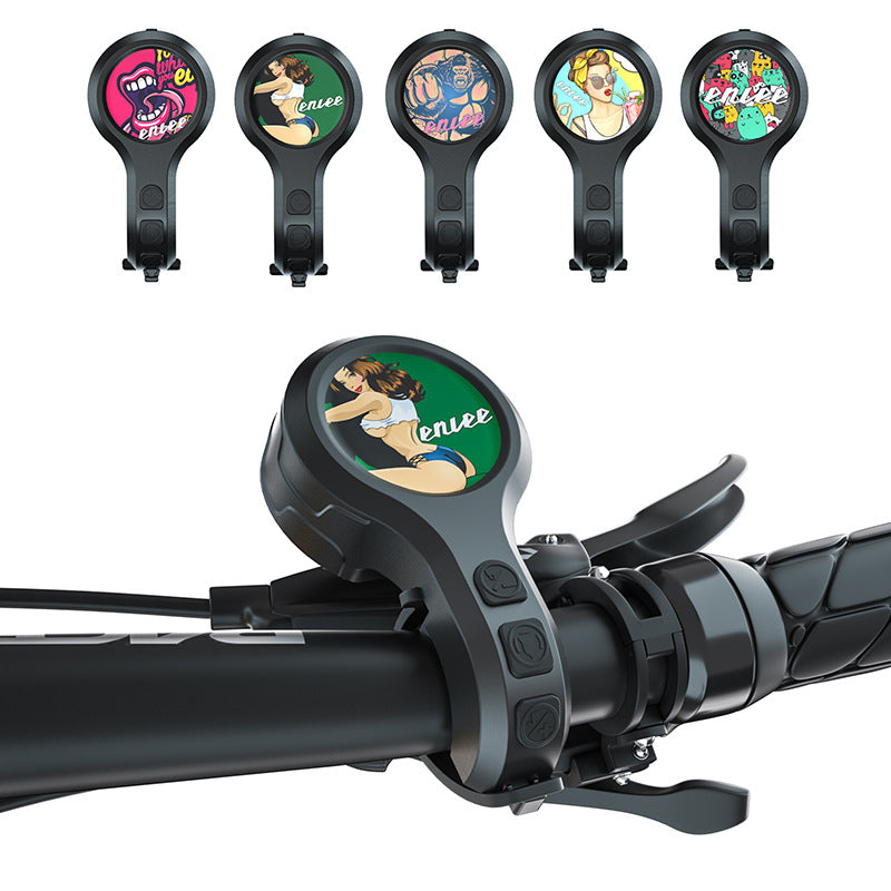 Black Style B Ultra-Loud Electric Bike Horn - 130dB USB Rechargeable, IPX6 Waterproof, Easy Mount Bicycle Safety Bell