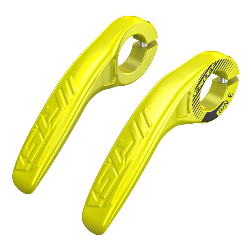 Fluorescent Yellow Ultralight Ergonomic Bike Bar Ends - High-Strength Composite Horn Grips (22.2mm)