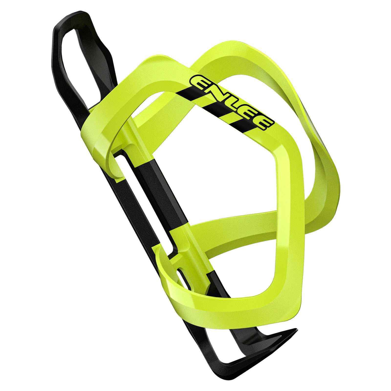 Fluorescent yellow ultra lightweight bicycle water bottle cage made of polycarbonate and glass fibre for road and mountain bikes