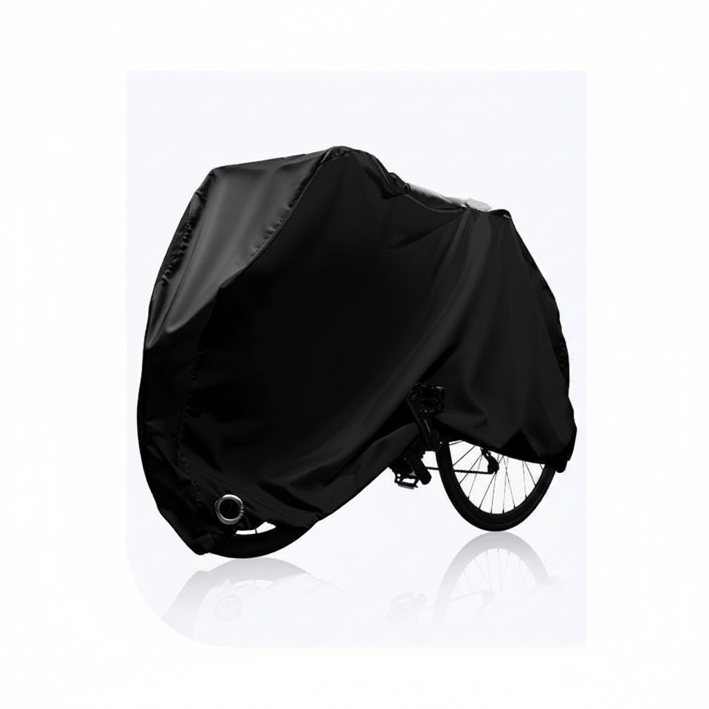 Black size M all-weather bicycle cover with lock hole and storage bag
