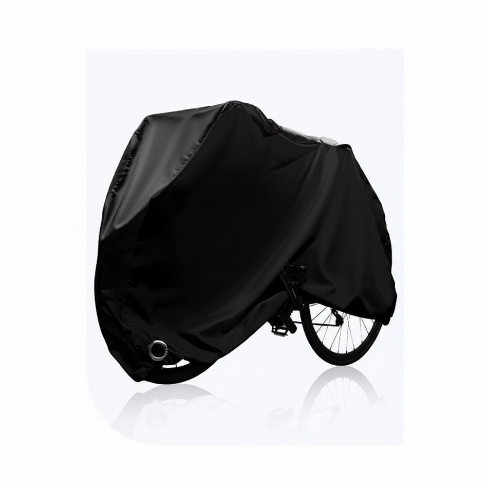 Black size M all-weather bicycle cover with lock hole and storage bag