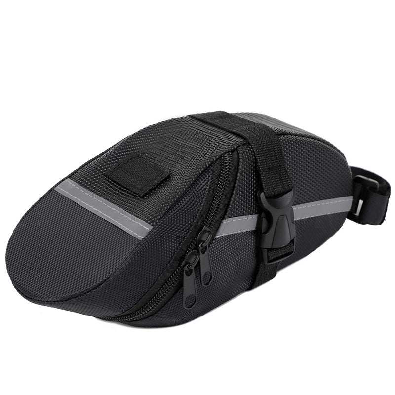 Black Water Resistant Bicycle Saddle Bag Under Seat Wedge Pack with Reflective Strip and Quick Release Strap for MTB Road Bikes