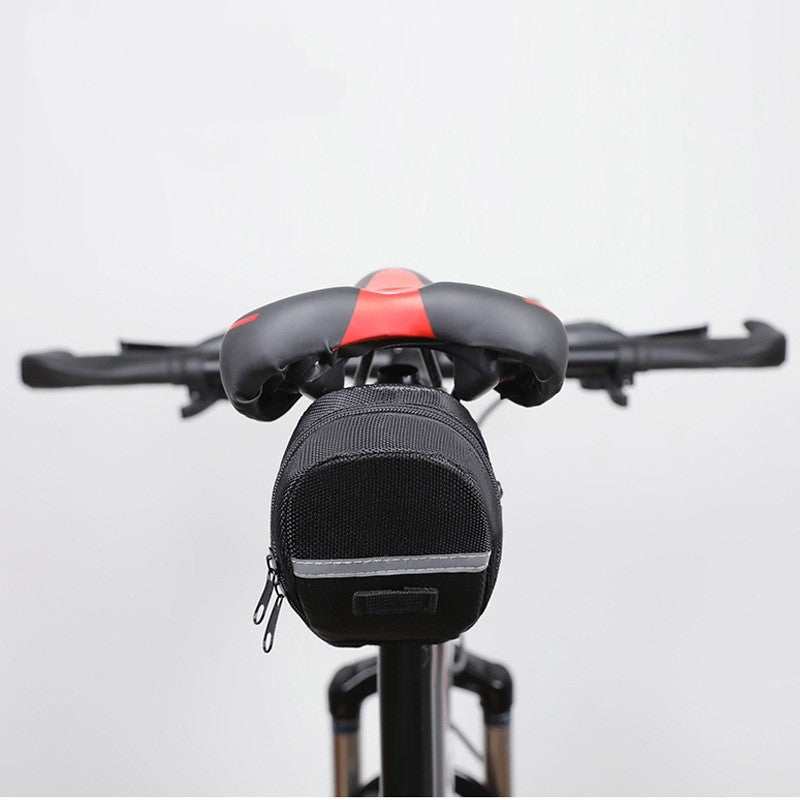 Red Water Resistant Bicycle Saddle Bag Under Seat Wedge Pack with Reflective Strip and Quick Release Strap for MTB Road Bikes