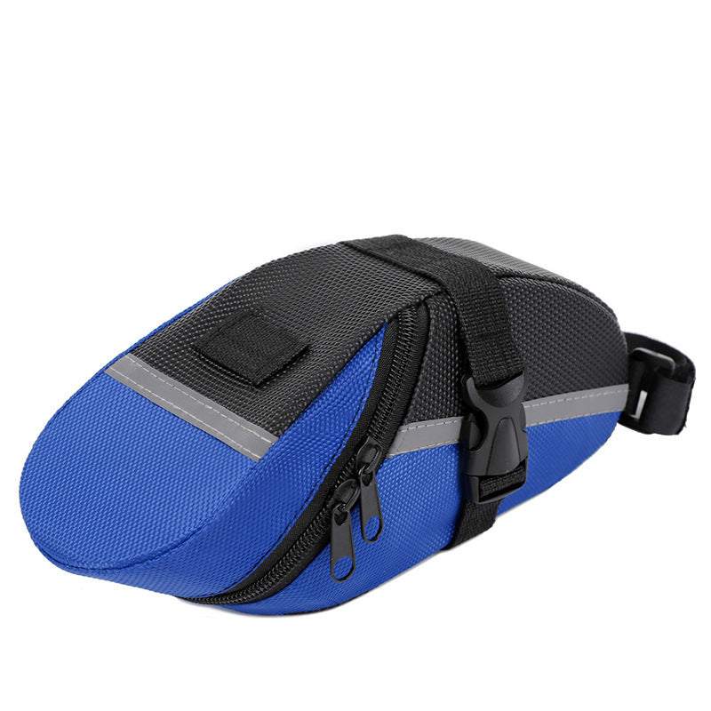 Blue Water Resistant Bicycle Saddle Bag Under Seat Wedge Pack with Reflective Strip and Quick Release Strap for MTB Road Bikes