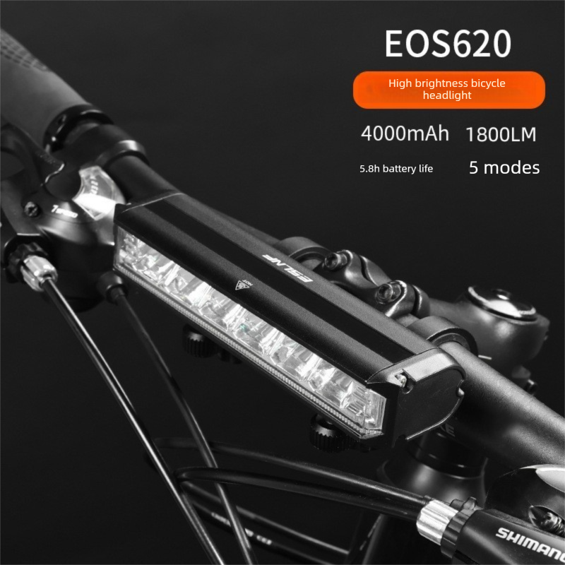 EOS620 1800 Lumen High Power Bike Light with Stable Dual Bracket Mount - 4000mAh Long Life Battery USB Rechargeable - Anti-Glare Aluminium LED Headlight for MTB & Commuting
