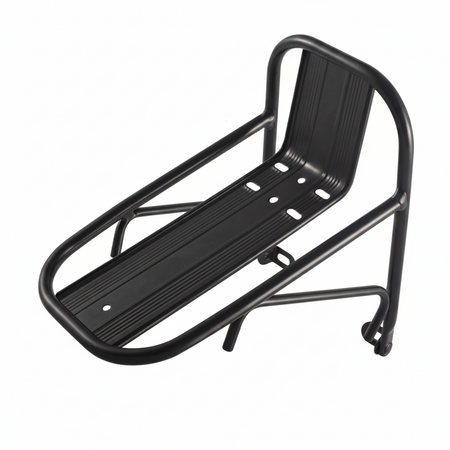 Universal aluminium bicycle front rack with adjustable hose clamps for fork mount cargo carrying