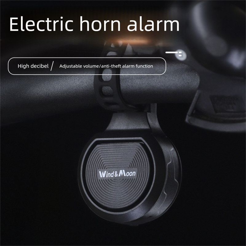 130dB Electric Bike Horn with Anti-Theft Alarm Electronic Bicycle Bell USB Rechargeable Waterproof Adjustable Volume Vibration Sensor for MTB Road Scooter Black
