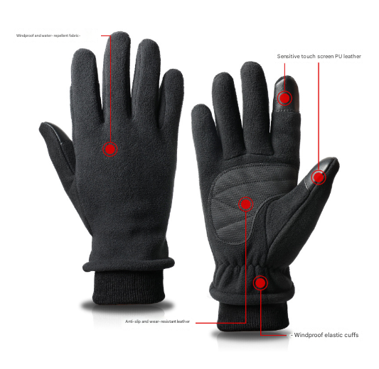 XL Pink Warm Windproof Touchscreen Gloves - Anti-Slip Grip for Winter Cycling & Outdoor Sports