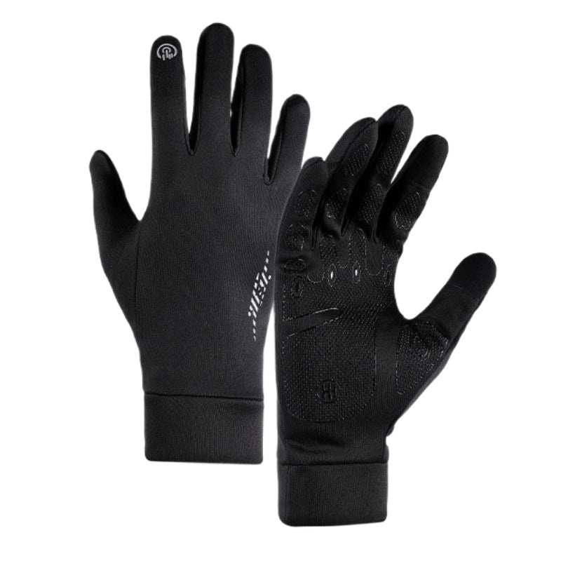 Black Windproof Thermal Sports Gloves with Touchscreen Fingertips & Anti-Slip Palm Grip for Running & Cycling (SD-01 Buckle / M Size)