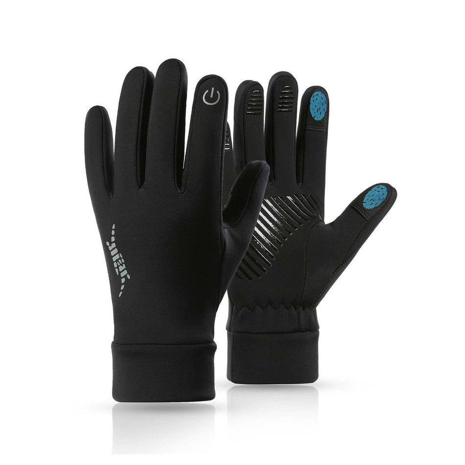 Black Windproof Thermal Sports Gloves with Touchscreen Fingertips & Anti-Slip Palm Grip for Running & Cycling (SD-01 Wrist-Tighten / XL Size)