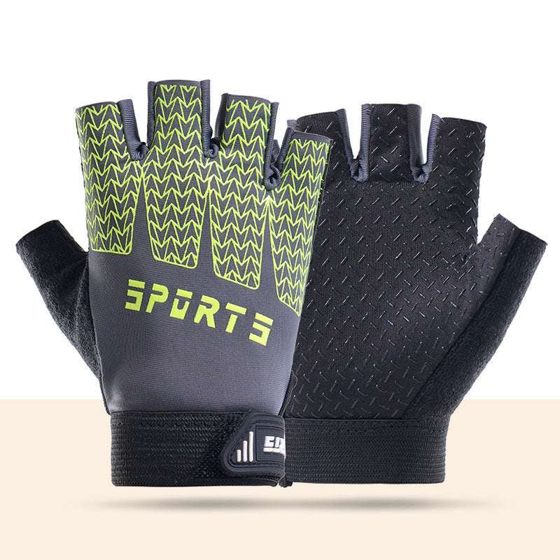 Black and Green Breathable Half-Finger Cycling Gloves for Kids - Non-Slip Silicone Grip, Ice Silk & Shock-Absorbing Sports Mitts (S Size)