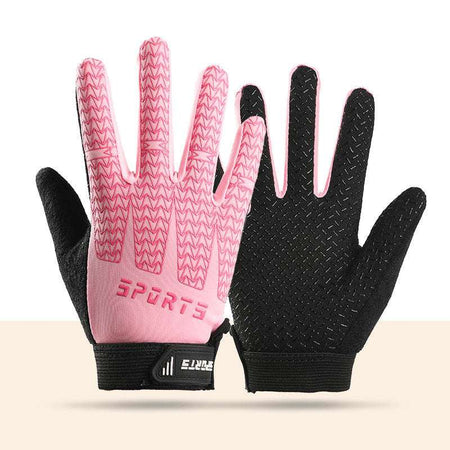 Black and pink breathable half-finger cycling gloves for kids with silicone grip and cooling ice silk fabric