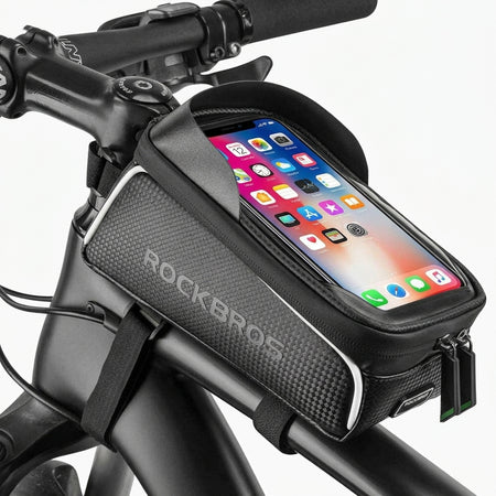 Bicycle top tube bag with integrated phone holder — Studio - Clean | Generated by Modelize