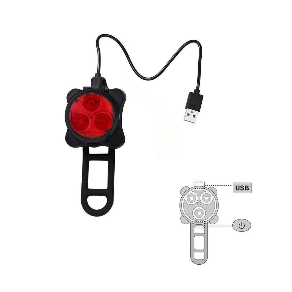 Waterproof USB Rechargeable Bicycle Light Set | Front & Rear Safety LED Pack